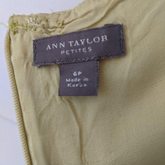 Silk Sundress Ann Taylor 6P Lime Yellow Green - Picture 2 of 5